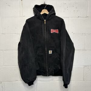 Vintage Carhartt Thermal Hooded Jacket “Black” Budweiser J03
